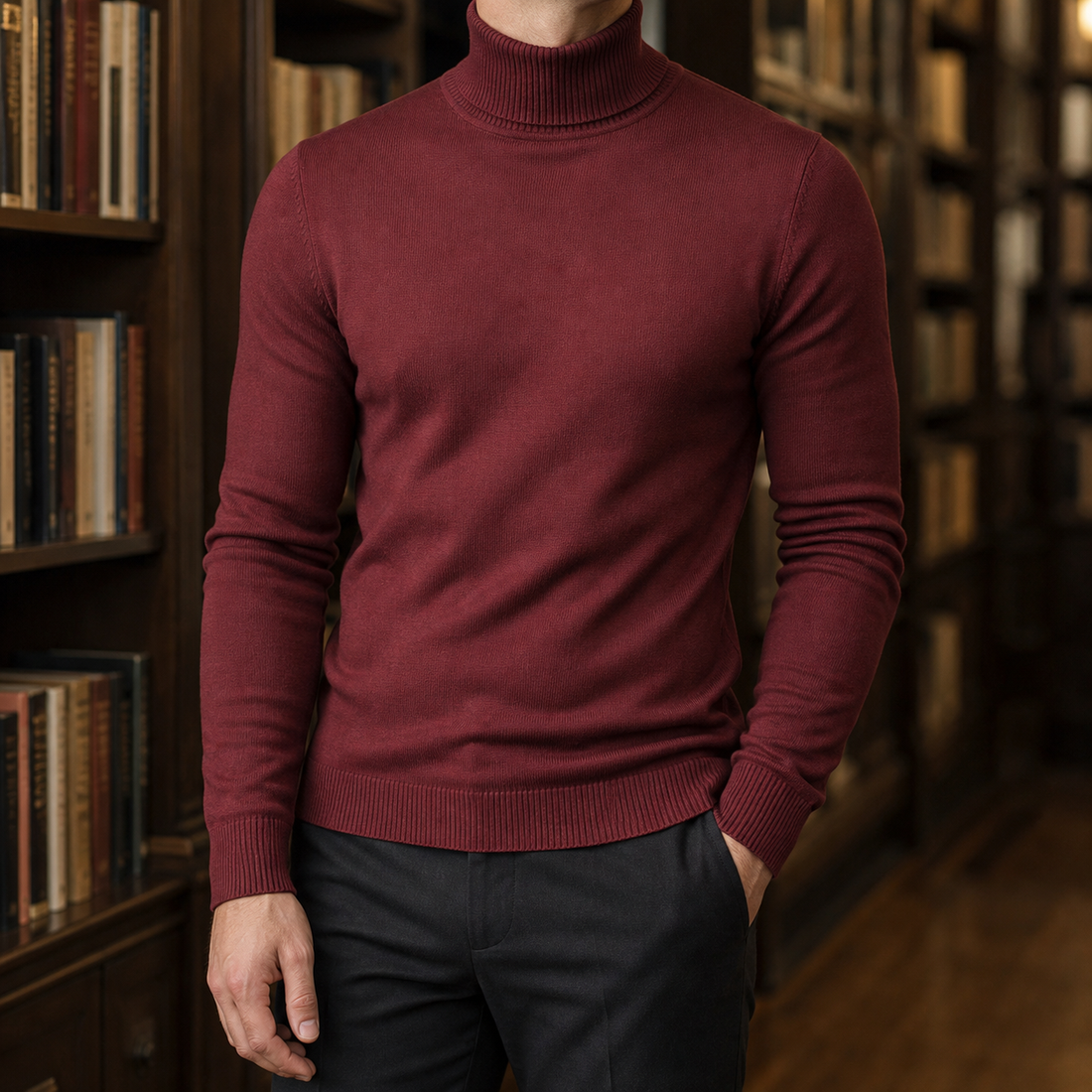 Knox Turtleneck Sweater - Wine Red