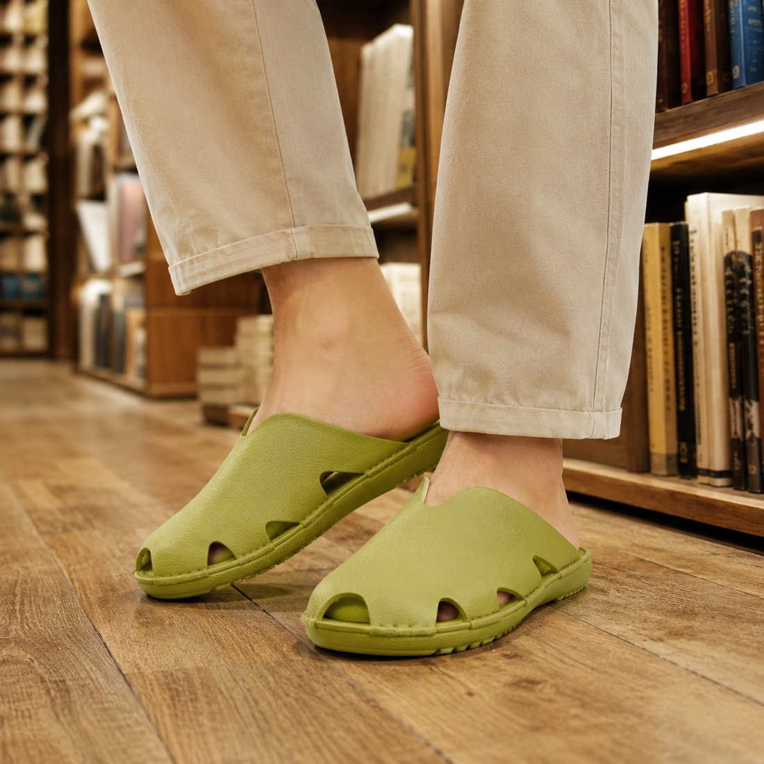 Savona Slip-On Clogs - Olive Green