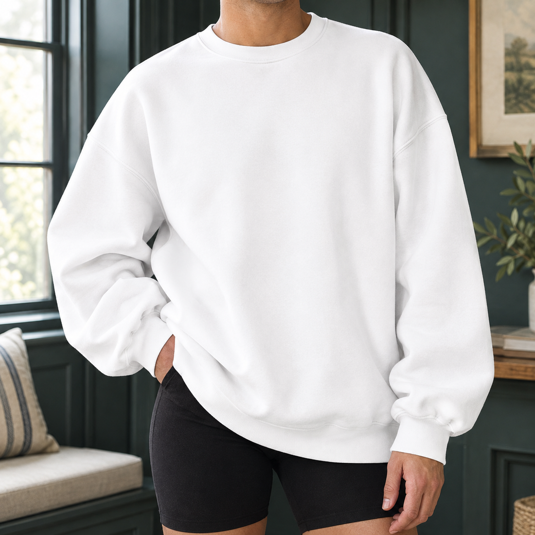 Anthony Oversized Sweatshirt - Round Neck White