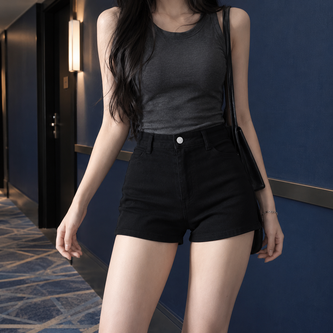 Yolande High Rise Shorts - Black
