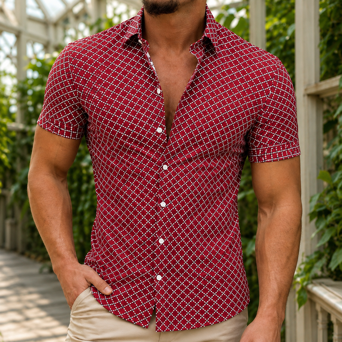 Wyatt Geometric Shirt - Red