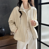Clarisse-Jane Stand Collar Jacket - Apricot