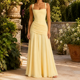 Oriana-Claire Ruched Maxi Dress - Yellow