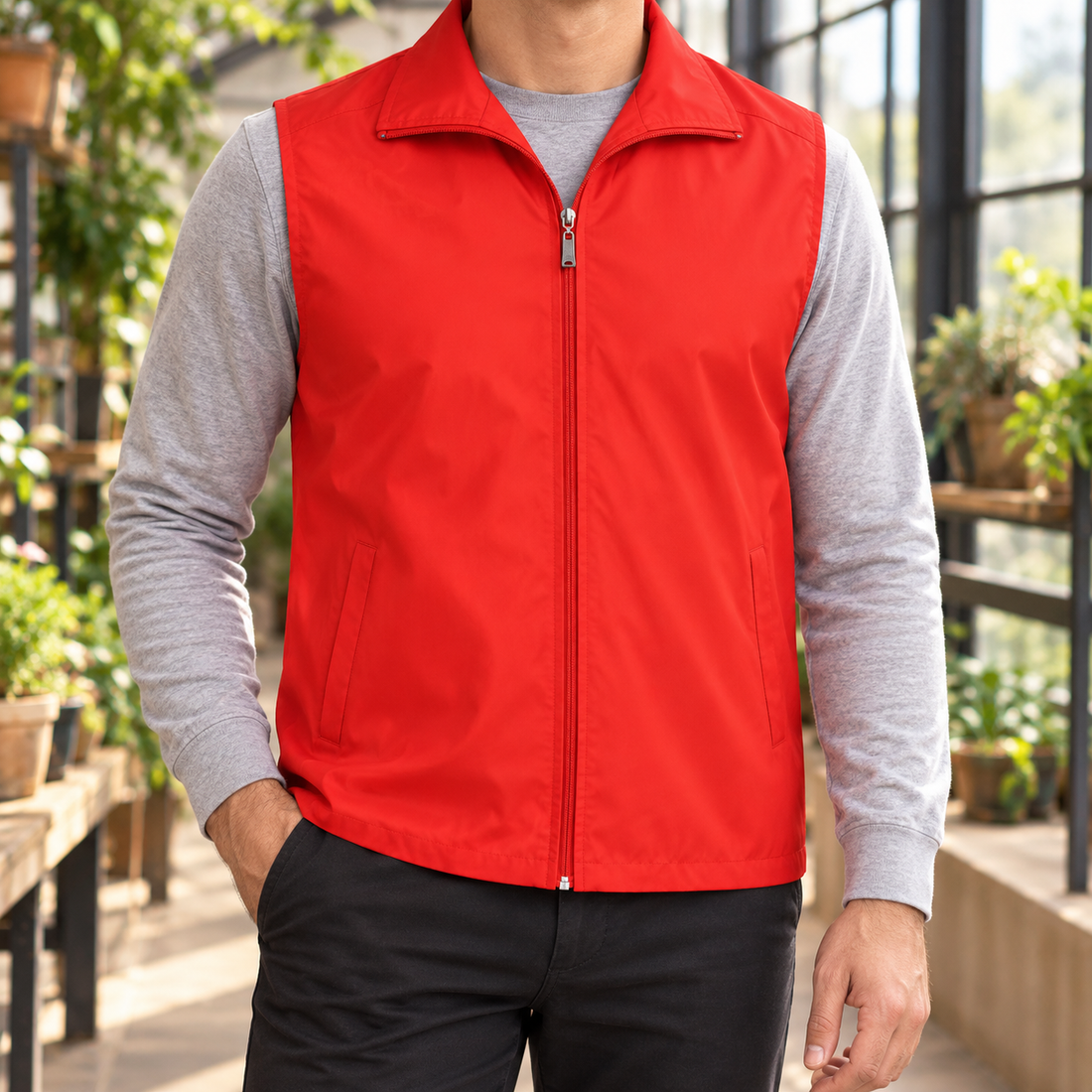 Wyatt Zip Utility Vest - Red