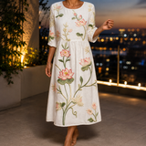 Willa Embroidered Midi Dress - White