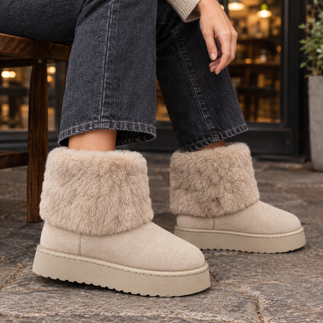 Massimo-Vico Suede Boots - Off-white European Size