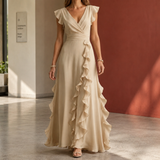 Anais-June Ruffle Maxi Dress - Beige