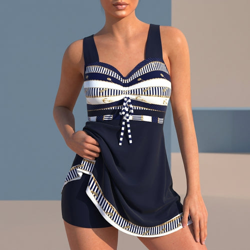 Alessia Ruched Swimdress - Navy