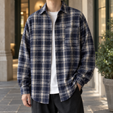 Dorian Plaid Overshirt - Navy Blue