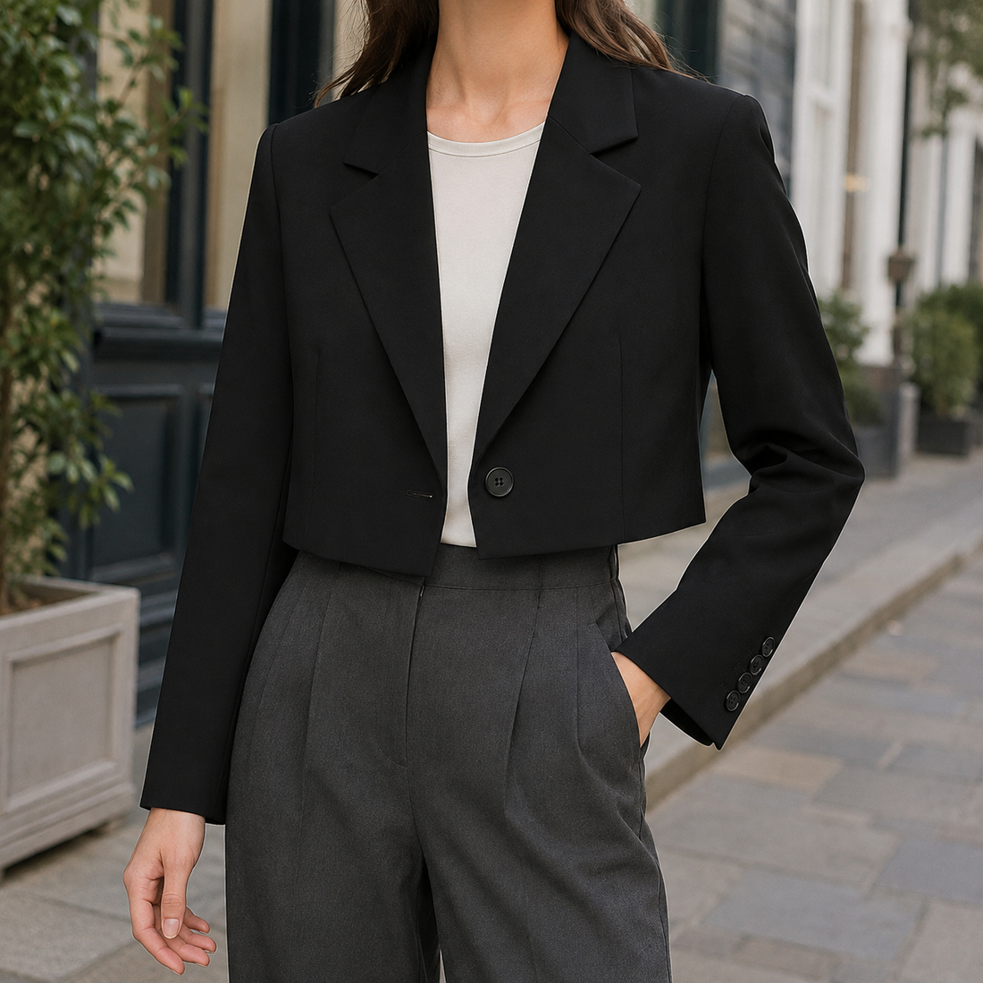 Christabel Cropped Blazer - Black