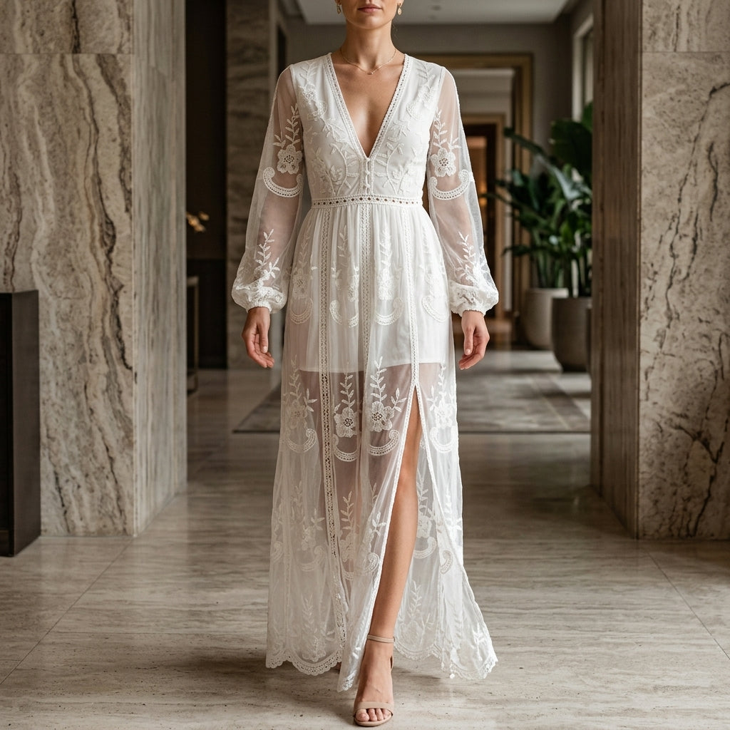 Willa Lace Maxi Dress - White