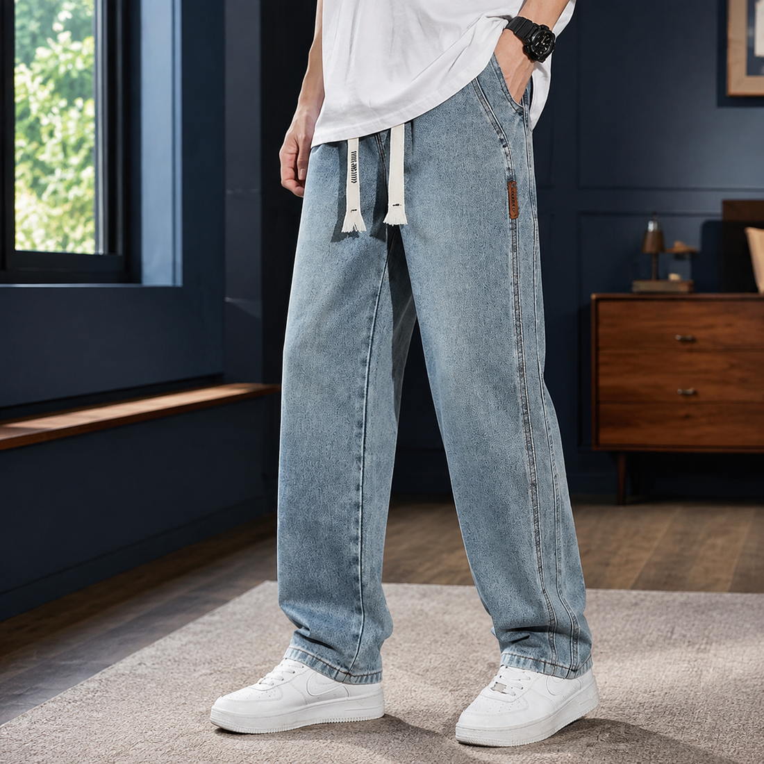 Norbert Wide Leg Jeans - Retro Blue