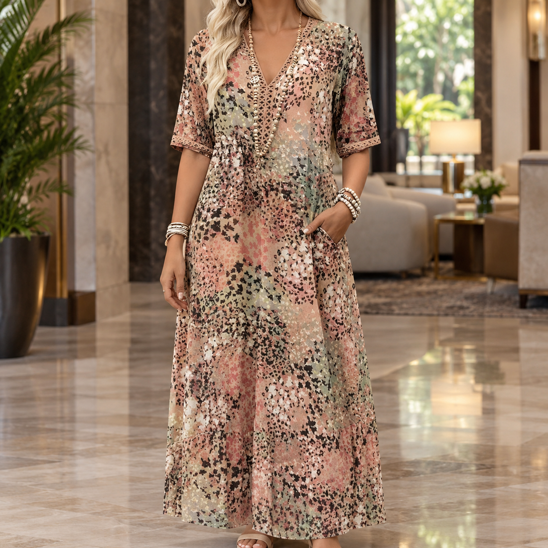 Leonie-Hope Relaxed Midi Dress - Khaki