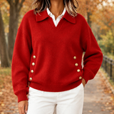 Leila-Louise Collared Sweater - Red