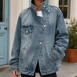 Francesca Asymmetric Jacket - Washed Blue