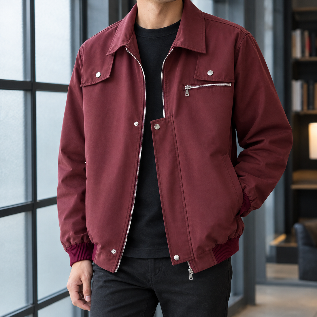 Hudson Utility Jacket - Wine Red