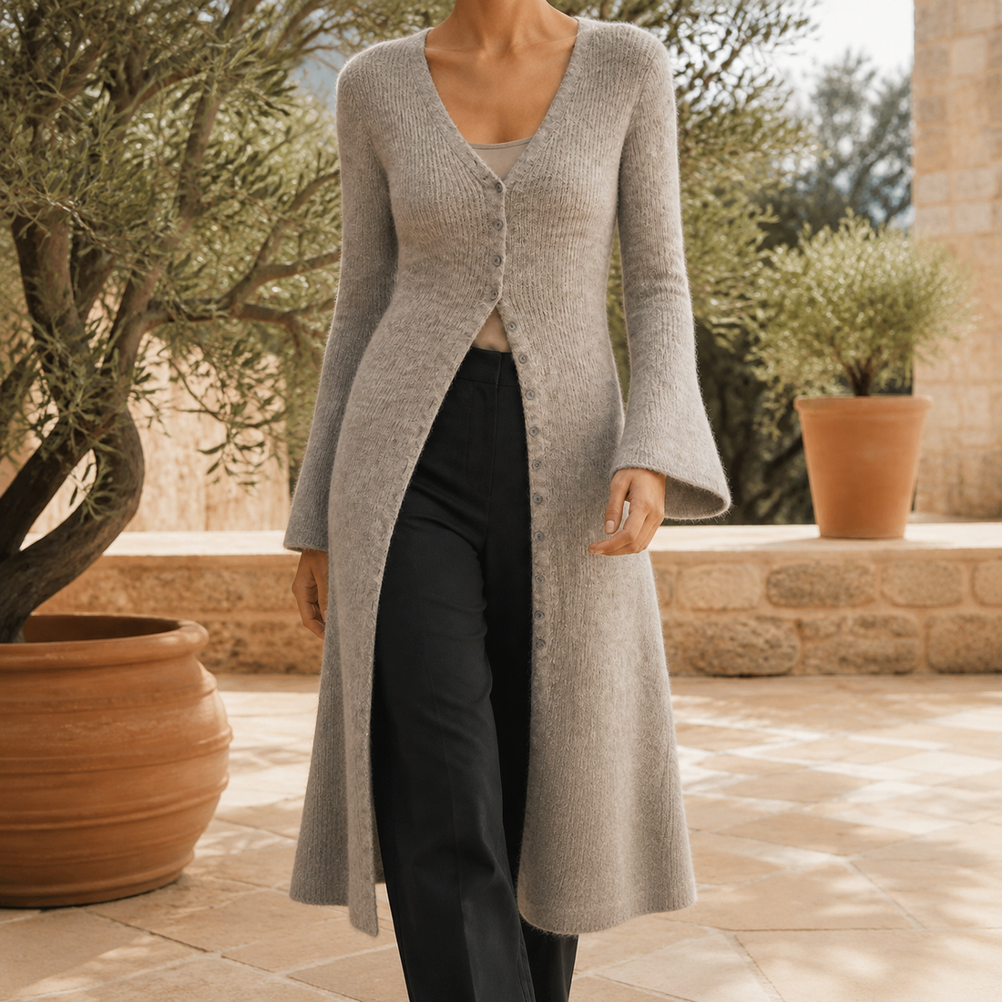 Alba-Faye V Neck Sweater - Gray