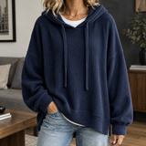 Tara Ribbed Hoodie - Navy Blue