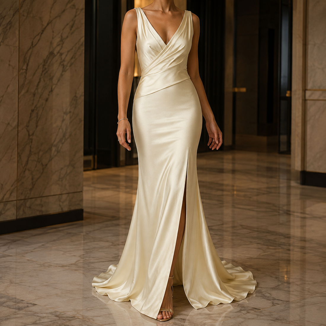 Natalia-Jade Mermaid Dress - Champagne