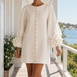 Freya-Claire Rosette Cuff Dress - White