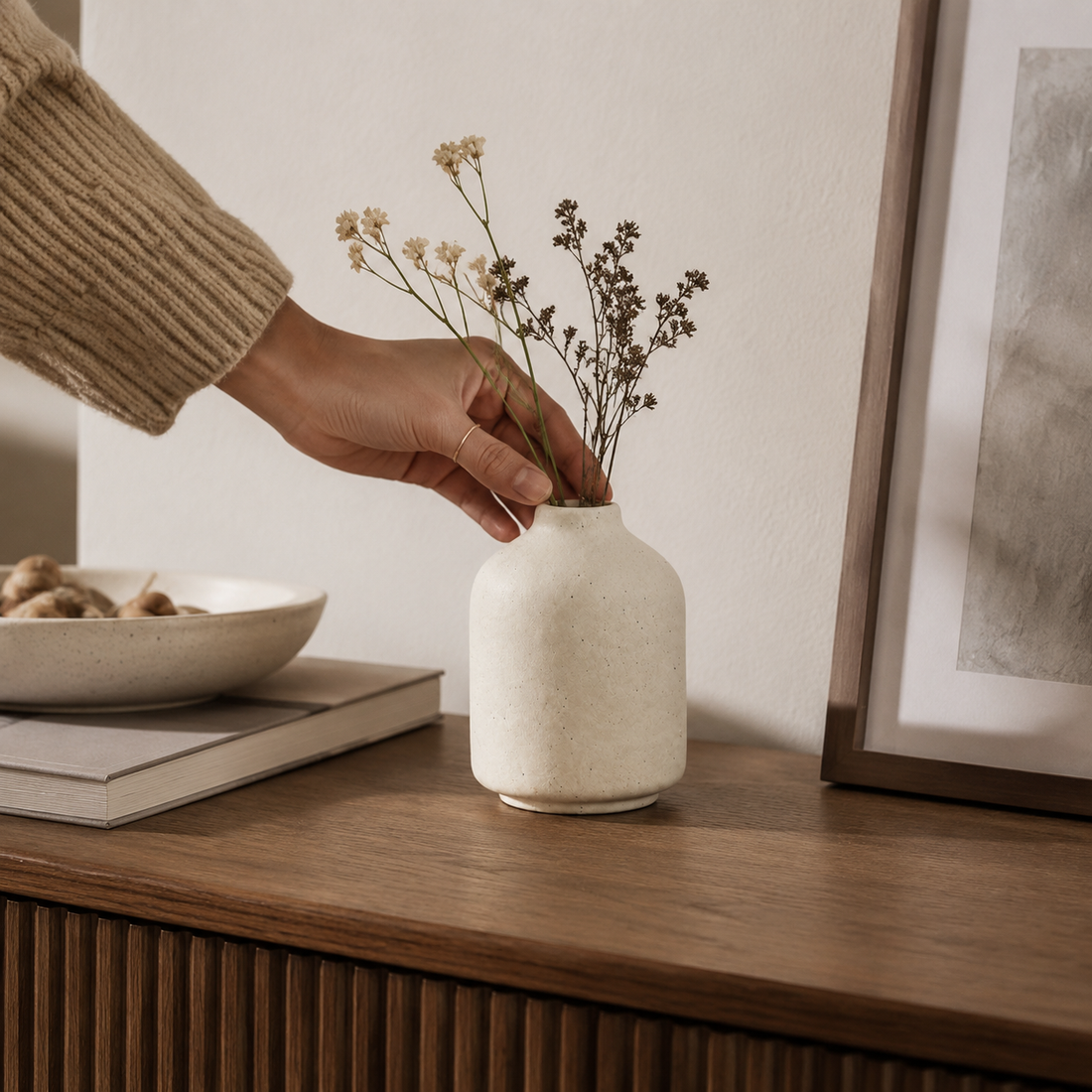 Thistlewood Speckled Ceramic Vase - Styled Room Scene