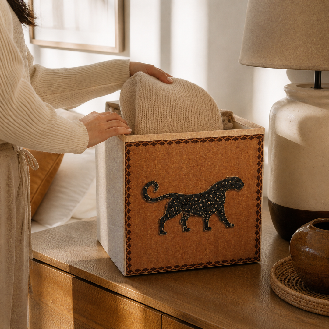 Montgomery Printed Storage Basket - Styled Room Scene