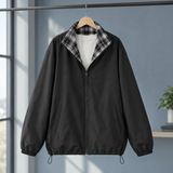 Magnus Plaid Collar Jacket - Black