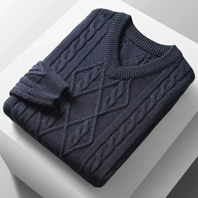 Mayfair Cable-Knit Sweater - Navy