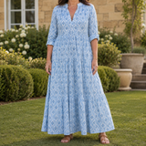 Honora Tiered Maxi Dress - Blue