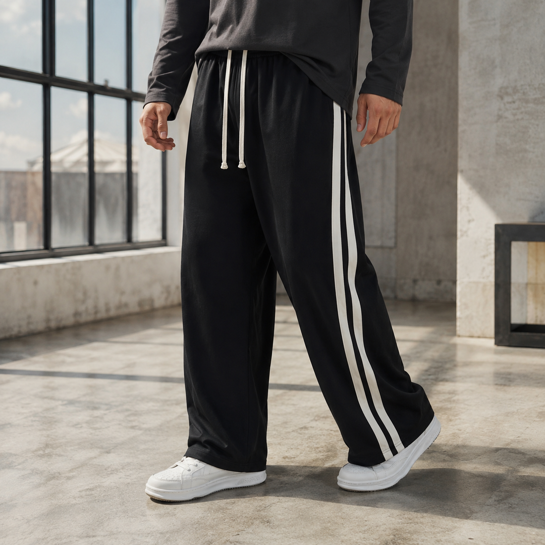 Romano Striped Pants - Black