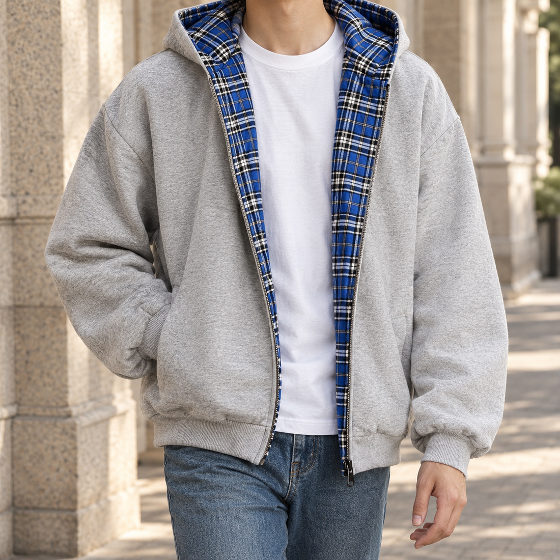 Marco Reversible Hooded Jacket - Blue