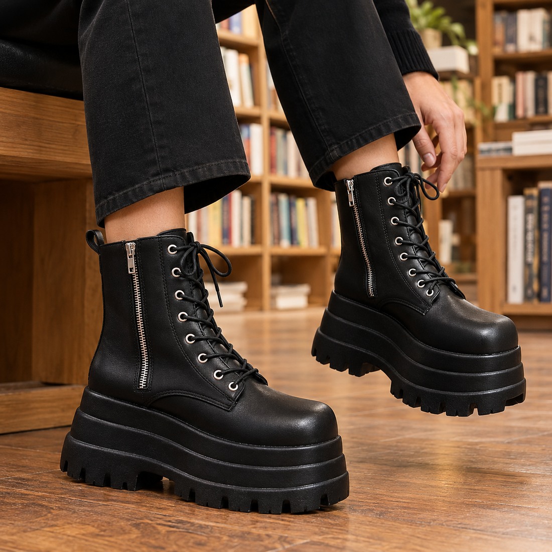 Lodovici-Capri Platform Boots - Black