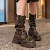 Zeno-Parma Platform Boots - Brown