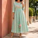 Clara-Grace Floral Maxi Dress - Mint Green