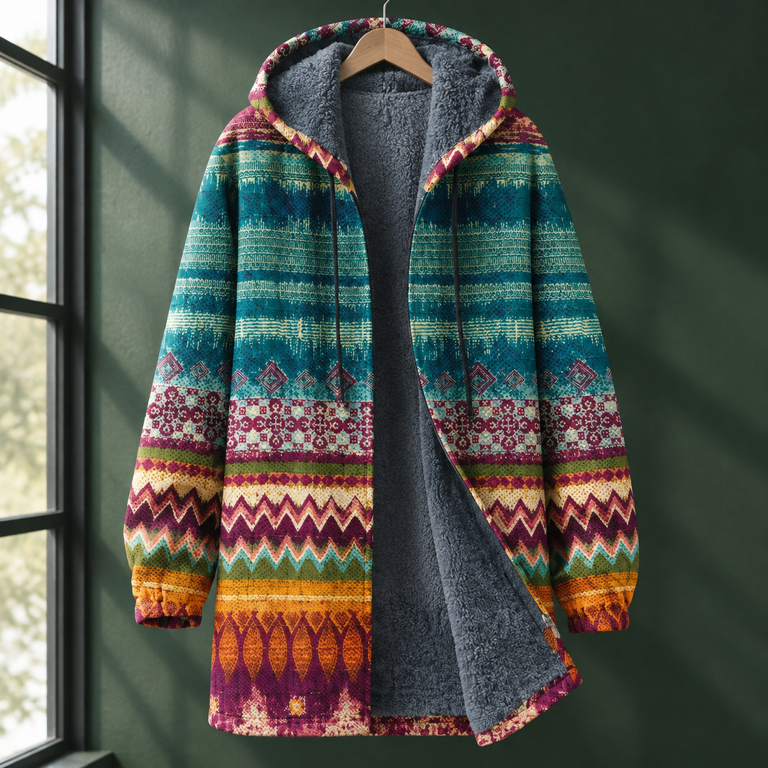 Valentin Hooded Cardigan - Teal Multicolor