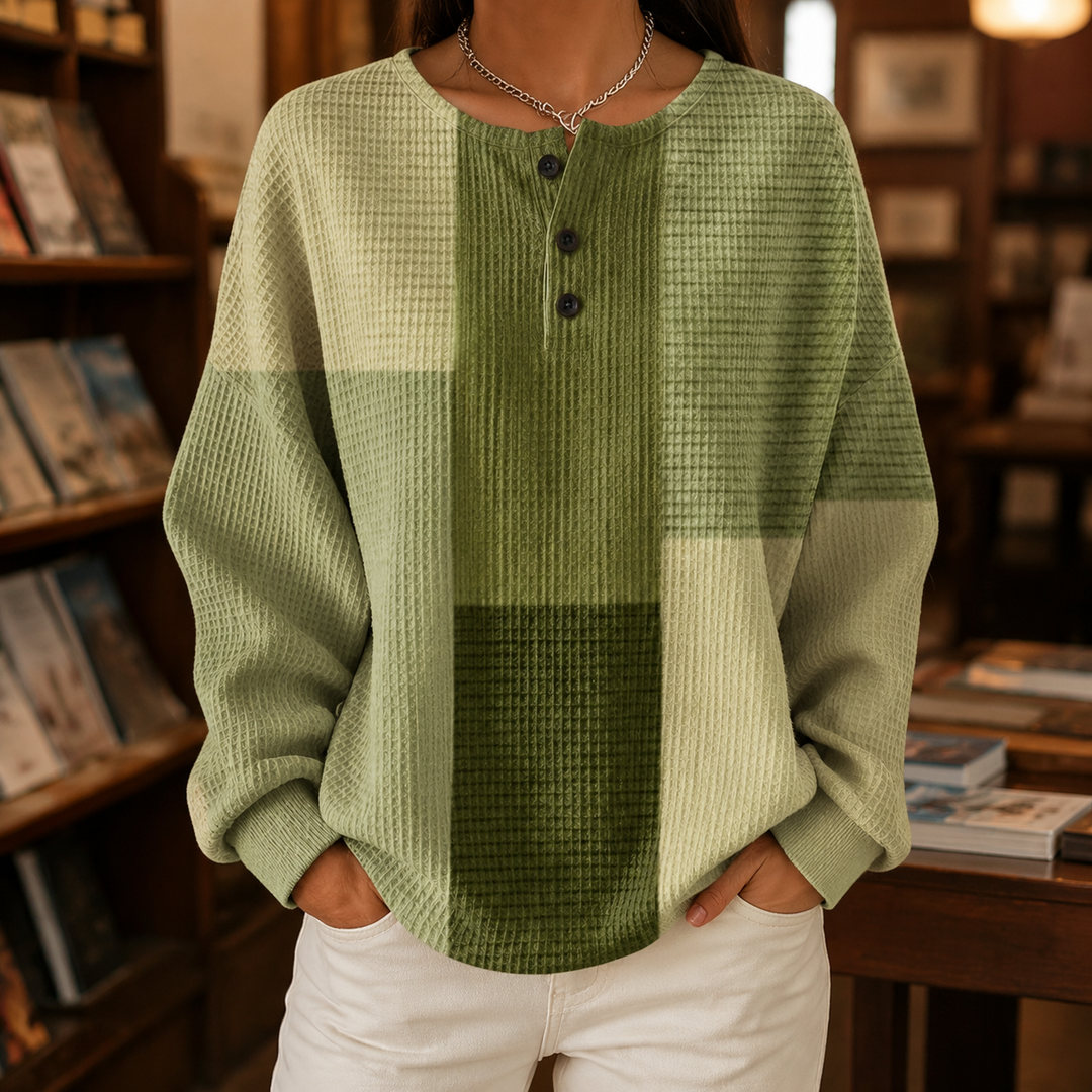 Adeline-Elise Color Block Sweater - Green