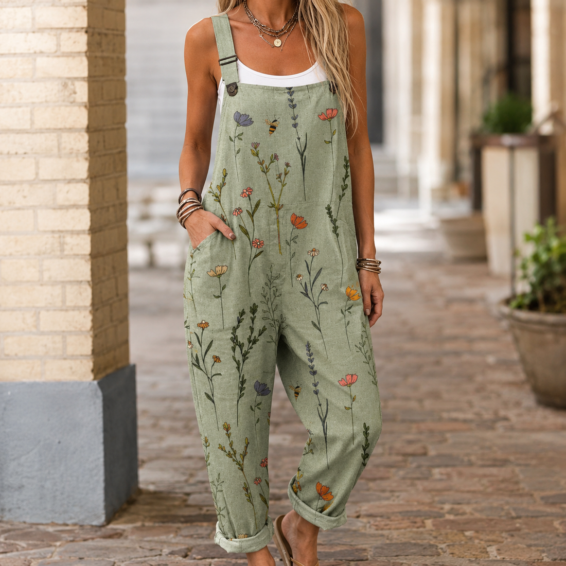 Saskia-Grace Floral Jumpsuit - Sage Green