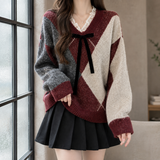 Alexia-Lane Argyle Sweater - Red