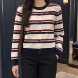 Florentine-Kate Striped Cardigan - Red Stripe