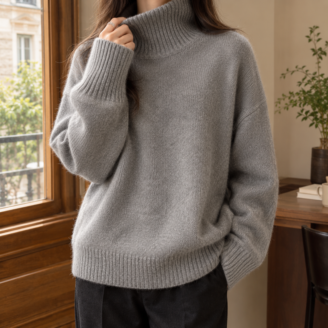 Imogen-Elise Turtleneck Sweater - Gray