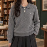 Scarlett Polo Sweater - Gray
