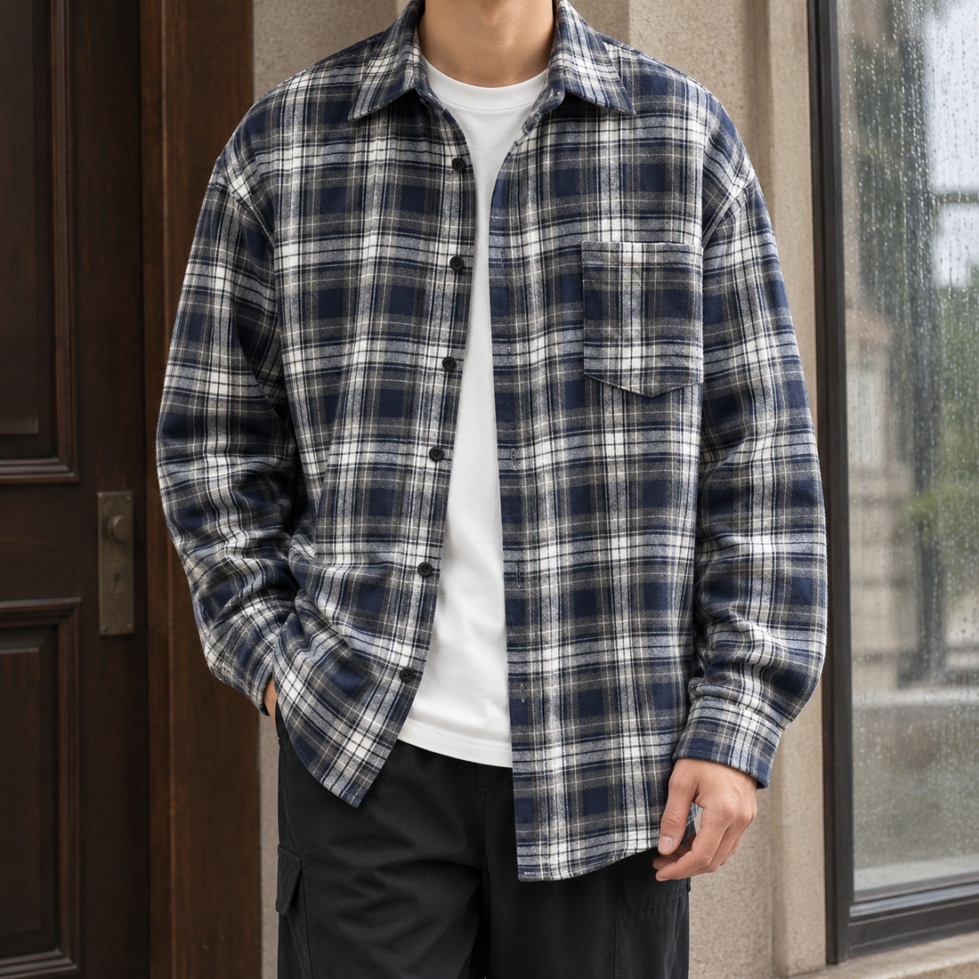 Blake Plaid Overshirt - Black