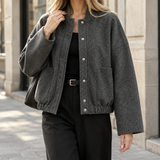 Chantal-Marie Relaxed Bomber Jacket - Gray