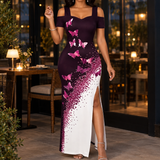 Adaline-Louise Butterfly Maxi Dress - Purple