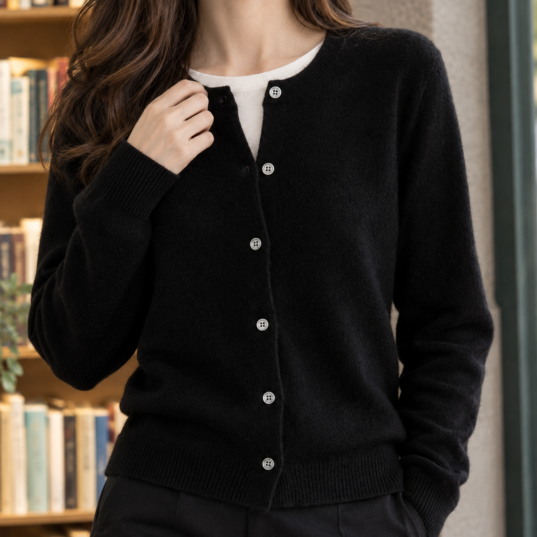 Jocasta-Jane Crewneck Cardigan - Lead Product Detail