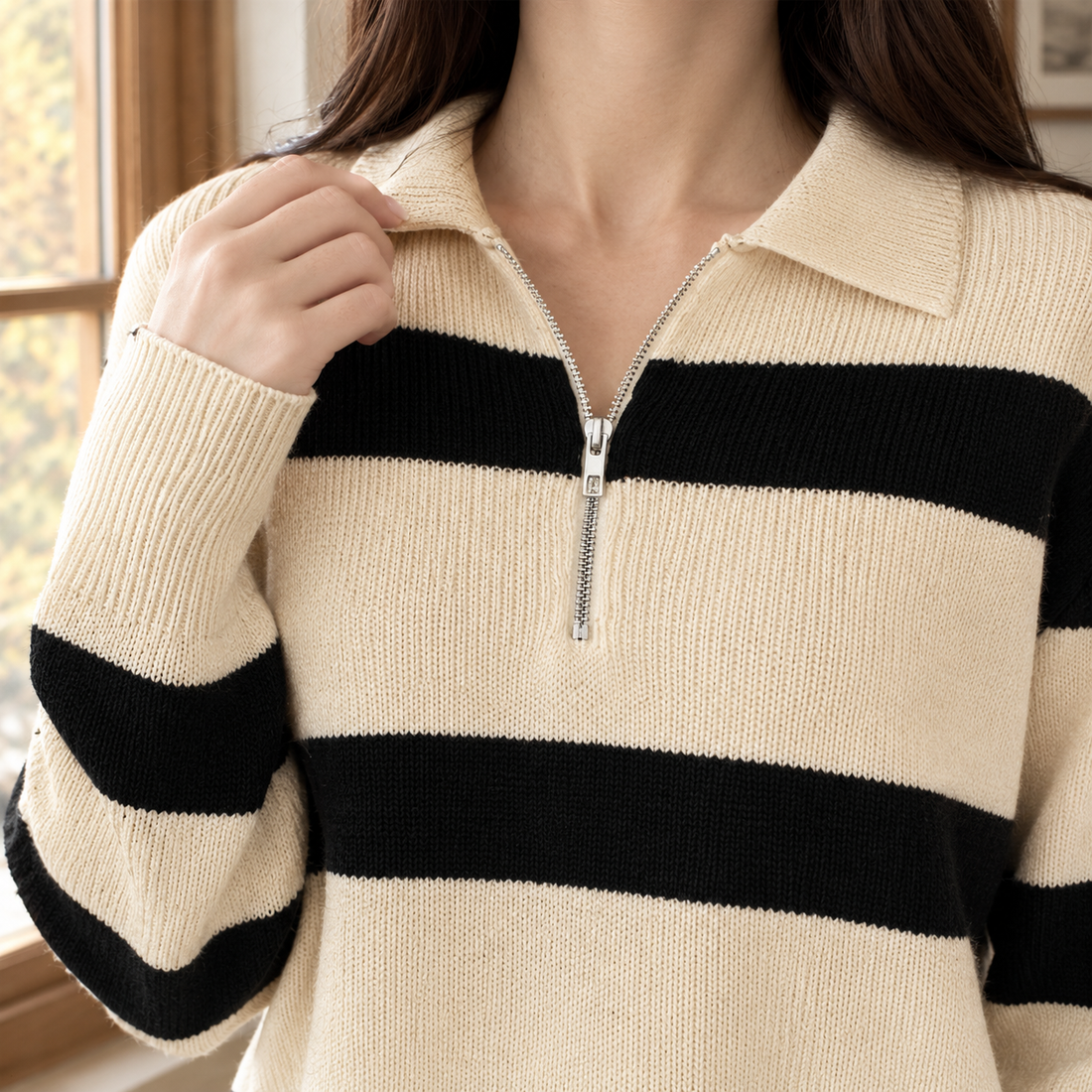 Sofia-Faye Half Zip Sweater - Lead Product Detail