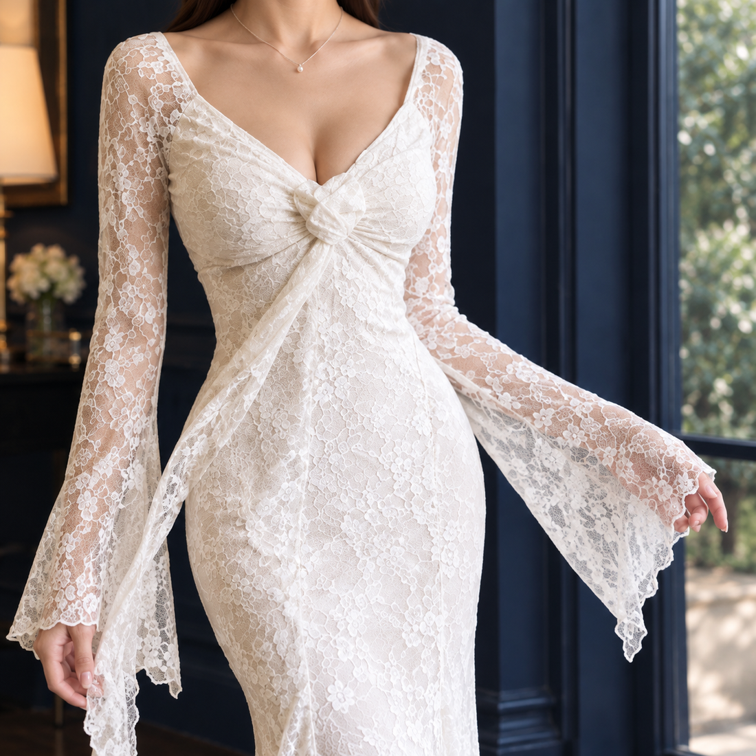 Natalie-Sage Lace Dress - Lead Product Detail