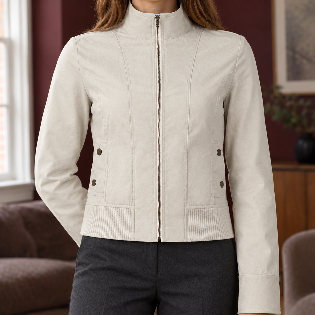 Isabel-Jade Stand Collar Jacket - Lead Product Detail
