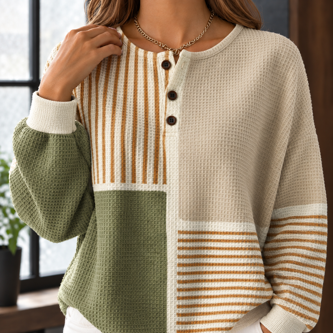 Alba-Jade Patchwork Sweater - Lead Product Detail