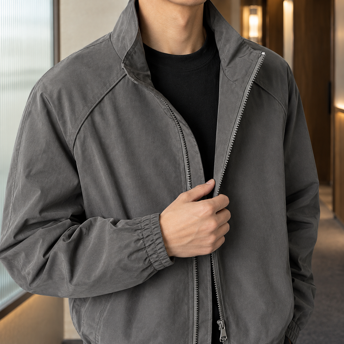 Conrad Stand Collar Jacket - Lead Product Detail